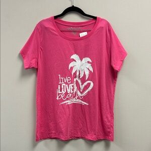 Pink Graphic Tee - Live Love Beach